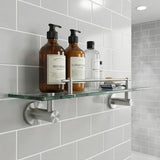 Kingroom Glass Vanity Storage Shelf 24-Inch | Rust Proof Stainless Steel with Tampered Glass | SS-5491