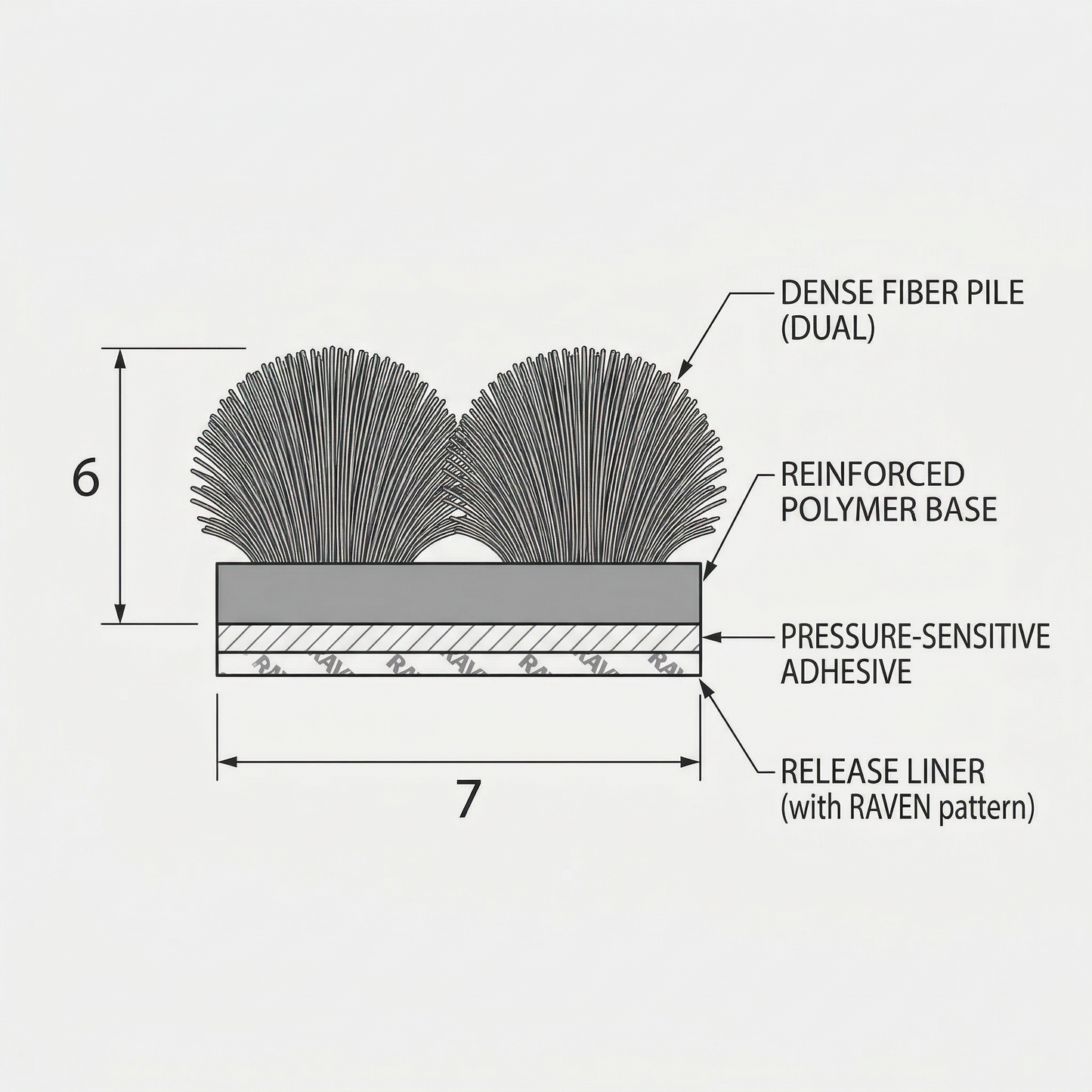 Raven Self-Adhesive Woven Pile Draught Seal | For Sliding Doors & Windows Dust & Sound Proofing | RP61