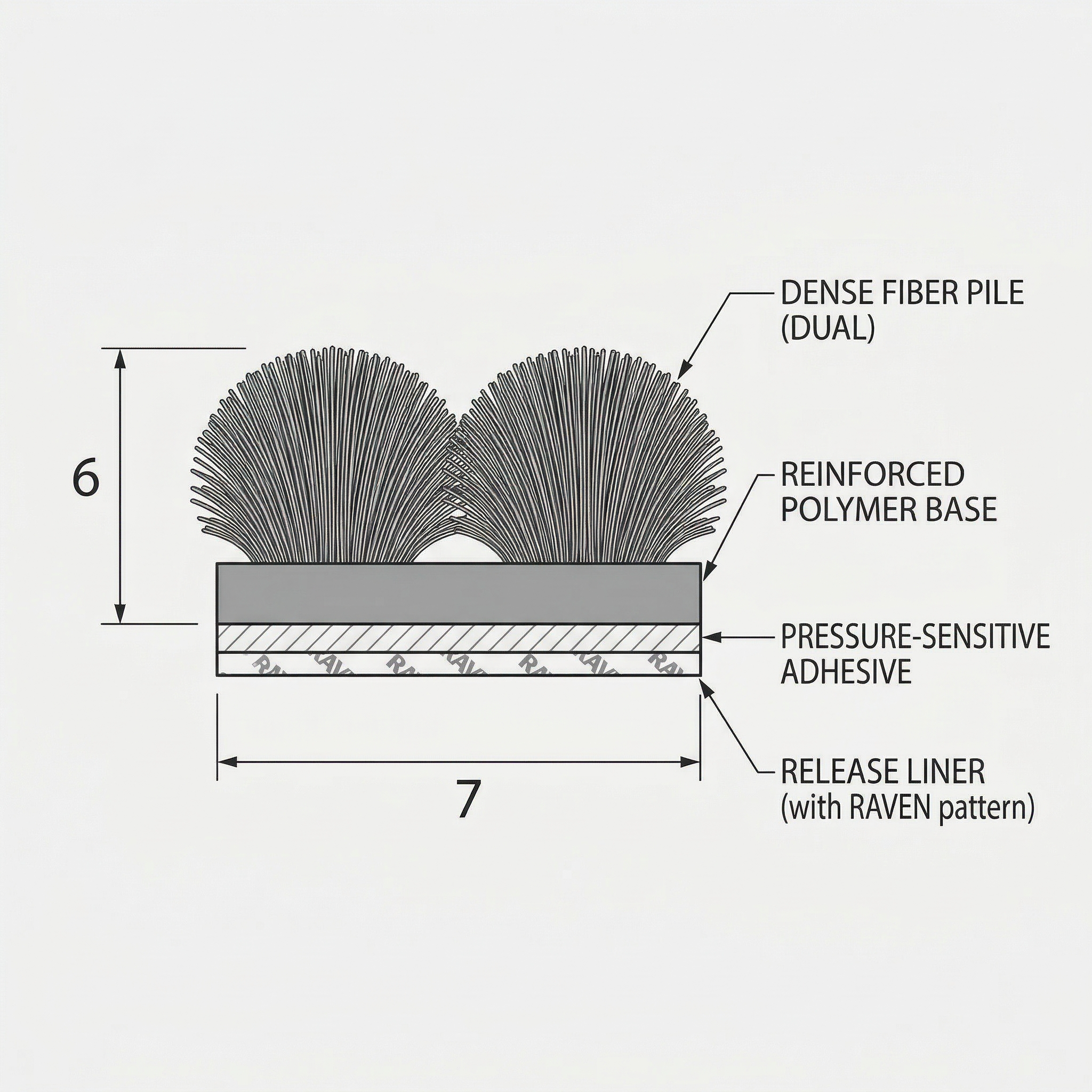 Raven Self-Adhesive Woven Pile Draught Seal | For Sliding Doors & Windows Dust & Sound Proofing | RP61