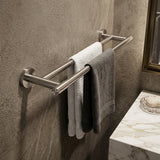KIngroom Stainless Steel Double Towel Bar | Rust Free SUS304, Rounded with Matte Finish | Kingoom 5448