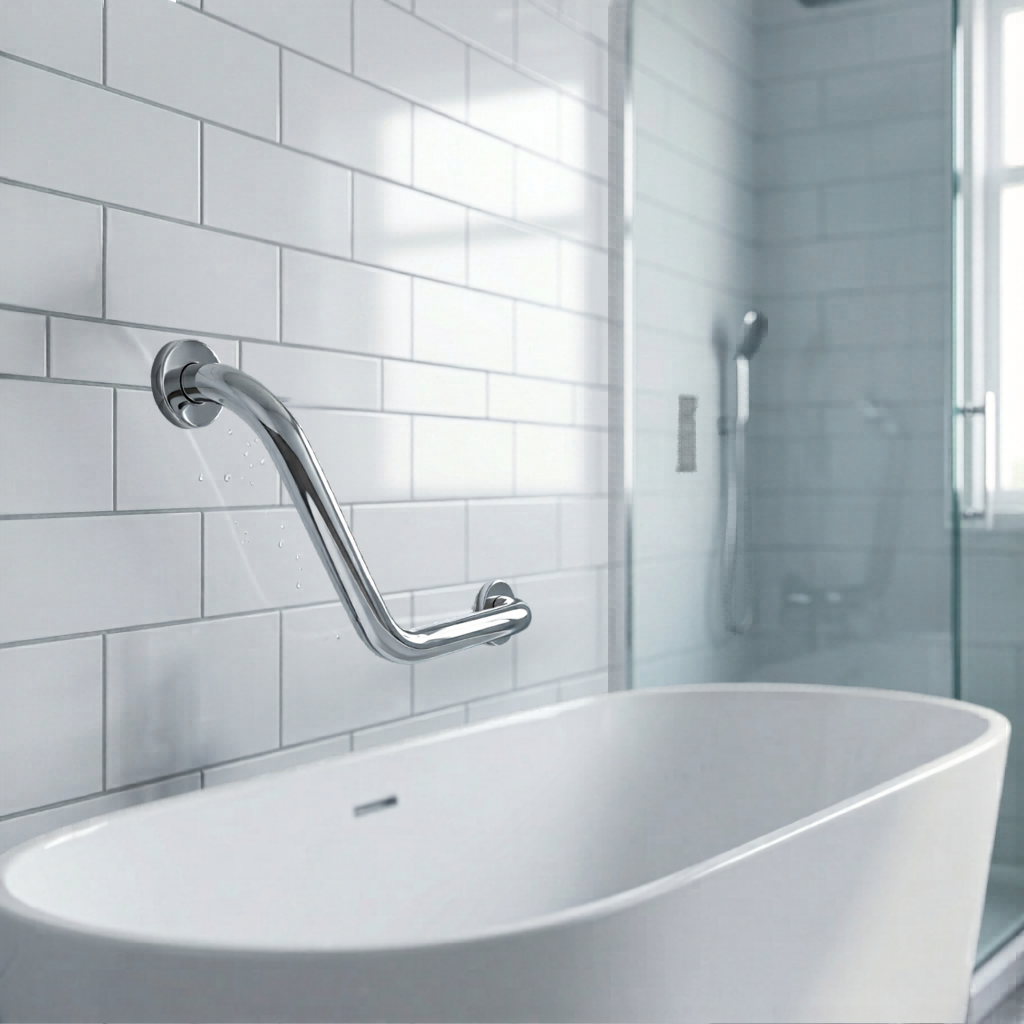 Kingroom Stainless Steel Angled Grab Bar | Wall-Mounted Elderly Support, Heavy Duty SUS304 | ANH-40