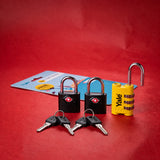 Yale TSA Luggage Padlock Set | Non-Rust Aluminium with Free Combination lock | YPROMO-TSA2-COMBI1