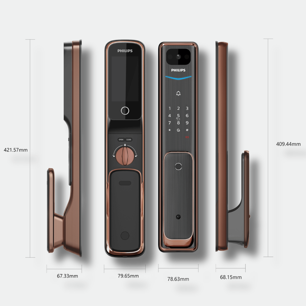 Philips Alpha-VP Smart Pivot Door Lock | Built-In 4" Screen 2MP Wide-Angle Doorbell Intercom | Alpha VP-5HWS
