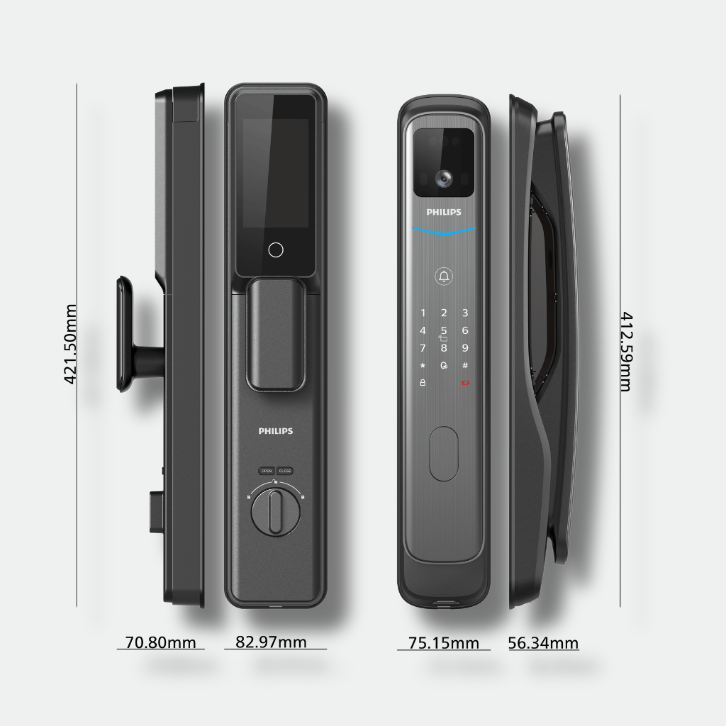 Philips 7000 Series 3D Face Recognition Smart Door Lock | 165° Wide-Angle Video Intercom & 4" LCD | DDL702-FVP-7HWS