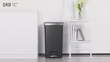 EKO Hana 70L Step Pedal Trash Bin | Soft Close Lid Climate-Proof Polypropylene with Wheels | EK6388-70L-GR