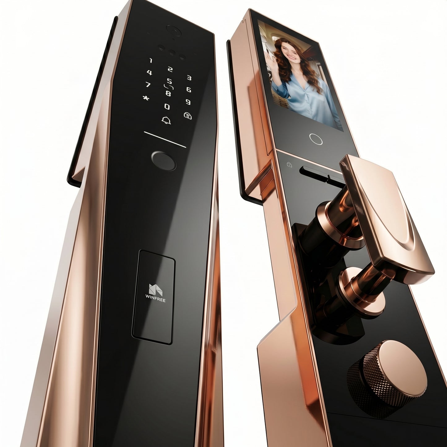 HYH WINFREE Smart Palm Vein Door Lock | 3D Face 2K Display Video Intercom All Metal Wifi Tuya | W-V07