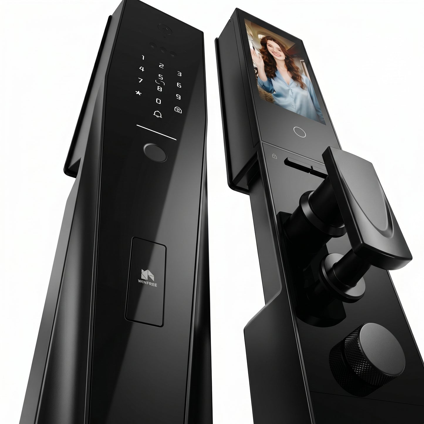HYH WINFREE Smart Palm Vein Door Lock | 3D Face 2K Display Video Intercom All Metal Wifi Tuya | W-V07