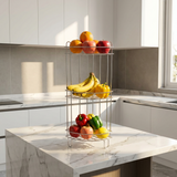 Wellmax Corner Vegetable & Fruit Rack | 3-Tier Stainless Steel Kitchen Vegetable Stand |